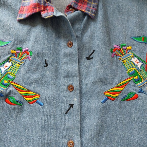 Casey Coleman Denim and Flannel Women's Golf Shirt Embroidered Design Size XL - Picture 8 of 8